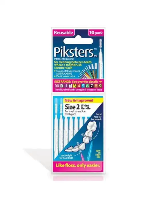 Piksters Interdental Brush Size 2 White 10 Pack