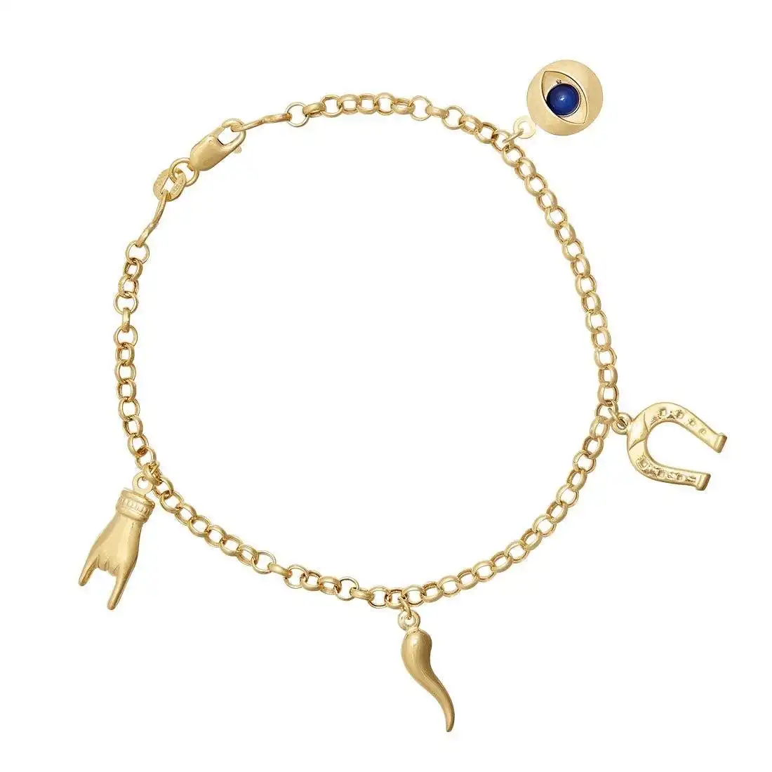 9ct Yellow Gold Silver Infused Lucky Charm Bracelet