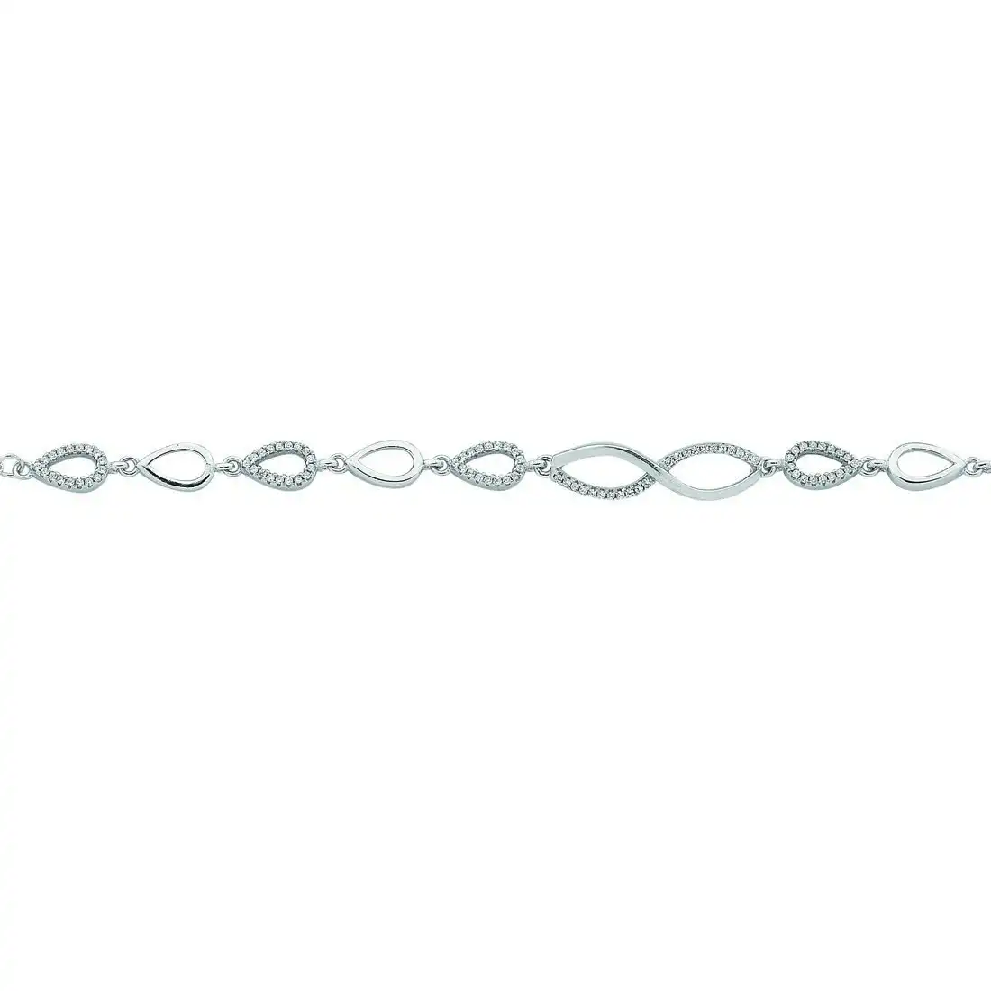 Sterling Silver Cubic Zirconia Open Crossover Bracelet