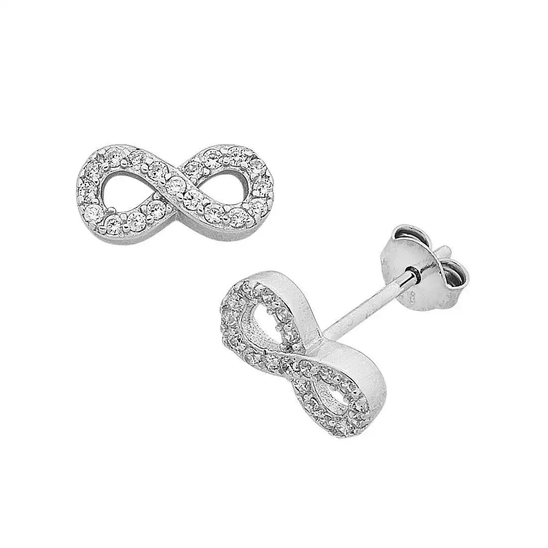 Children's Sterling Silver Cubic Zirconia Infinity Stud Earrings