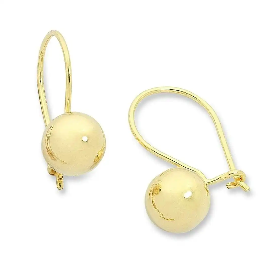 9ct Yellow Gold Euro Ball Earrings 8mm