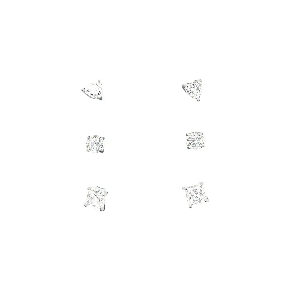 4mm Children's Sterling Silver 3pc Stud Earring Set with Cubic Zirconia