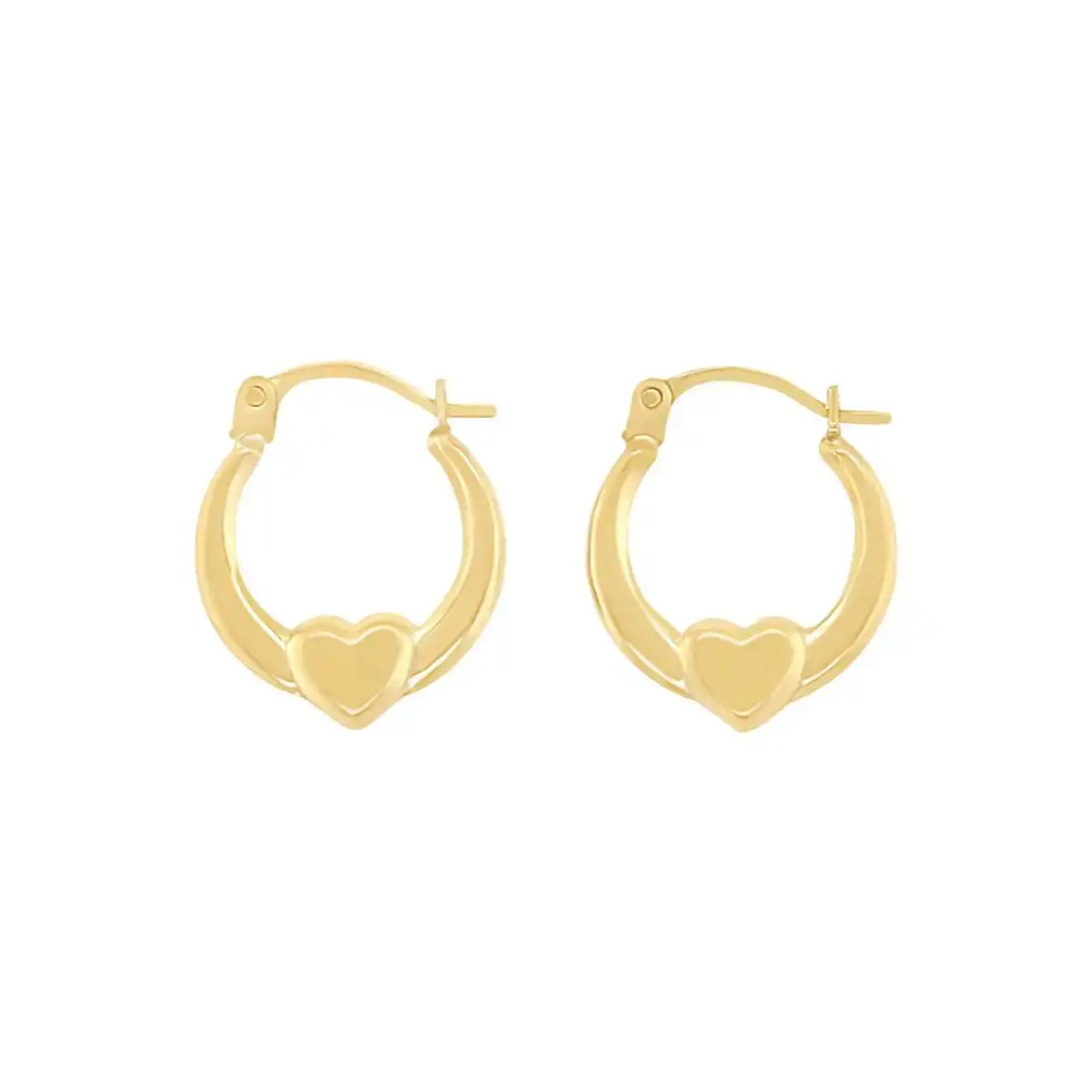9ct Yellow Gold Heart Hoop Earrings