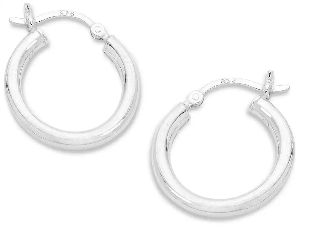 Sterling Silver 20mm Plain Hoop Earrings