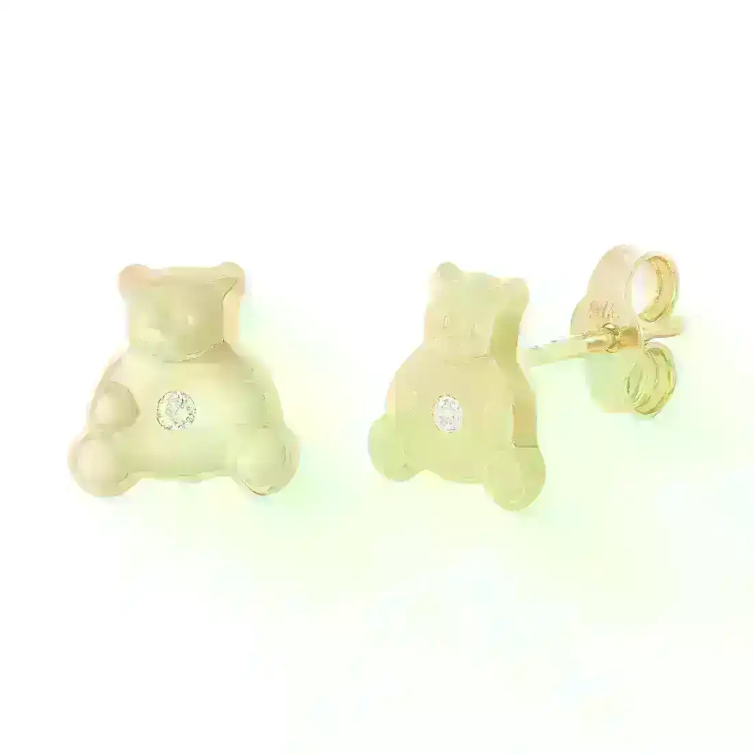Childrens Teddy Bear Stud Earrings in 9ct Yellow Gold