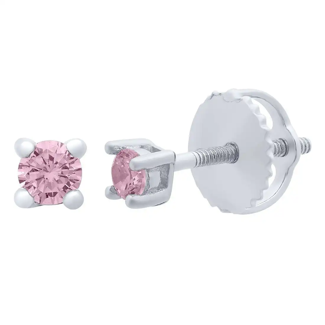 2mm Children's Pink Cubic Zirconia Stud Earrings
