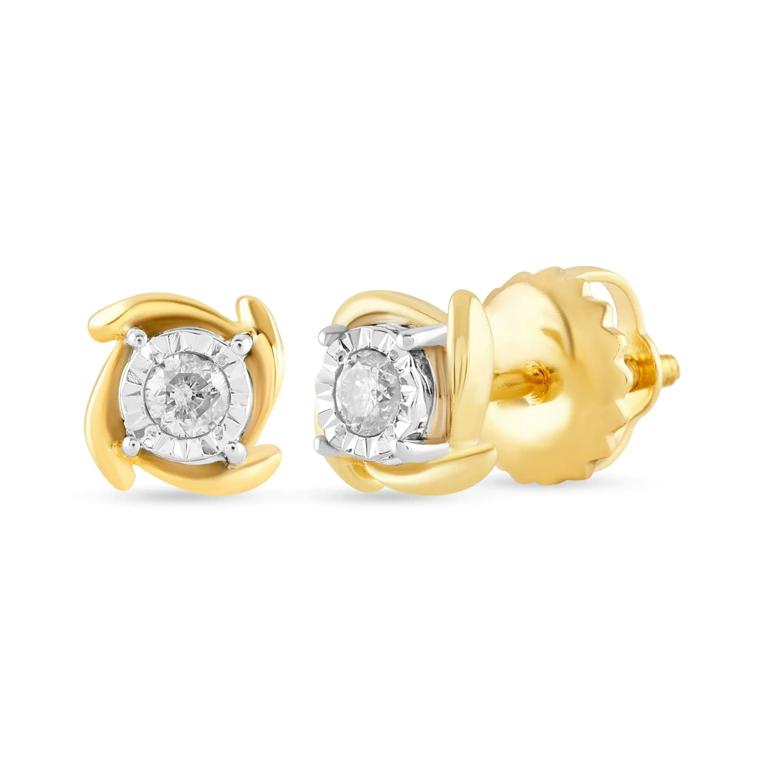 Children's Solitaire Look Stud Earrings with 0.05ct of Diamonds in 9ct Yellow Gold