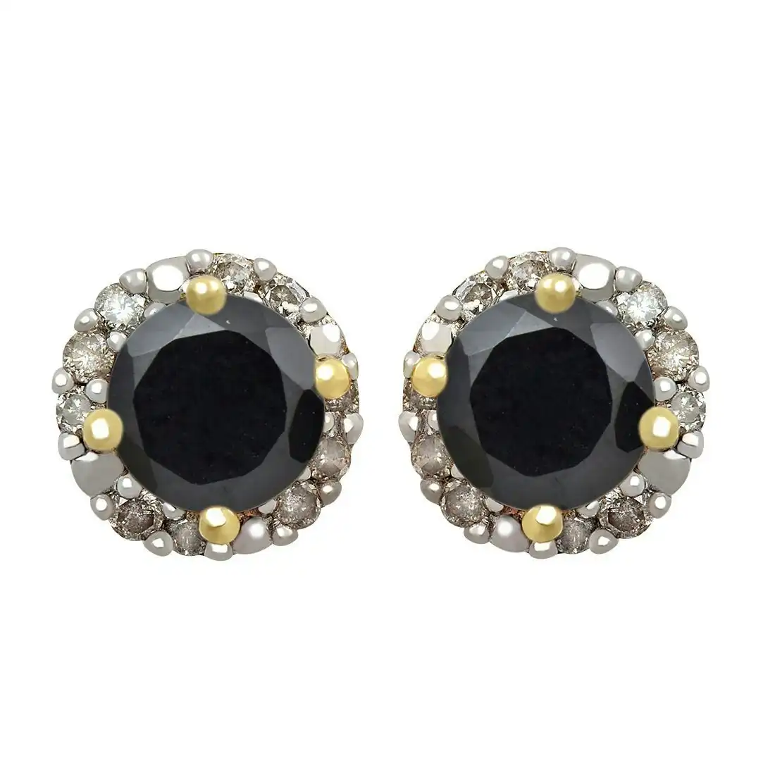 9ct Yellow Gold 0.10ct Diamond & Sapphire Earrings