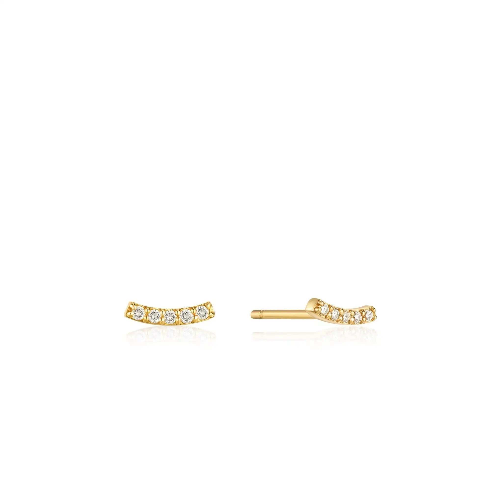 Ania Haie 14kt Gold Magma Diamond Curve Stud Earrings
