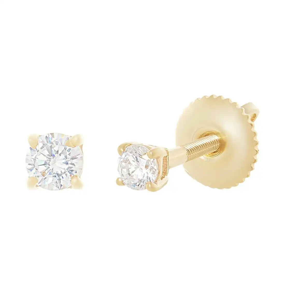 9ct Yellow Gold 4mm Stud Earring with Cubic Zirconia