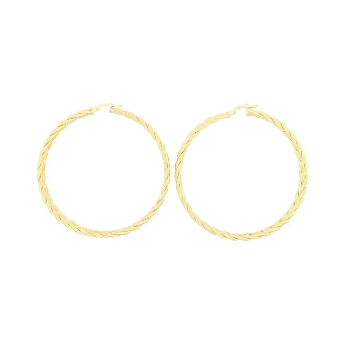 Double Twist Hoop Earrings in  9ct Yellow Gold Silver Infused