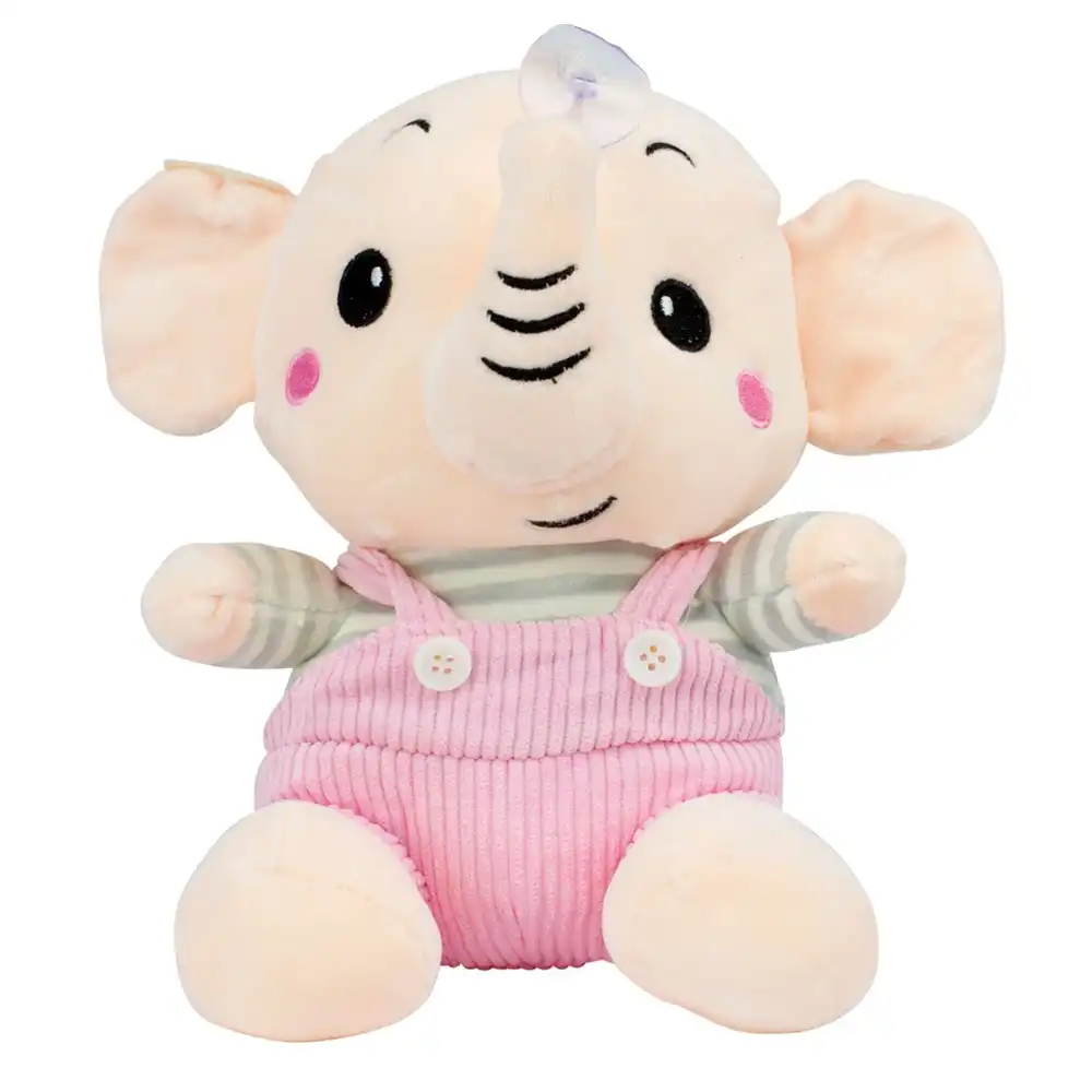 Soft Stuffed Toy Animal Plush Huggable Play Elephant 25cm Pink Overalls