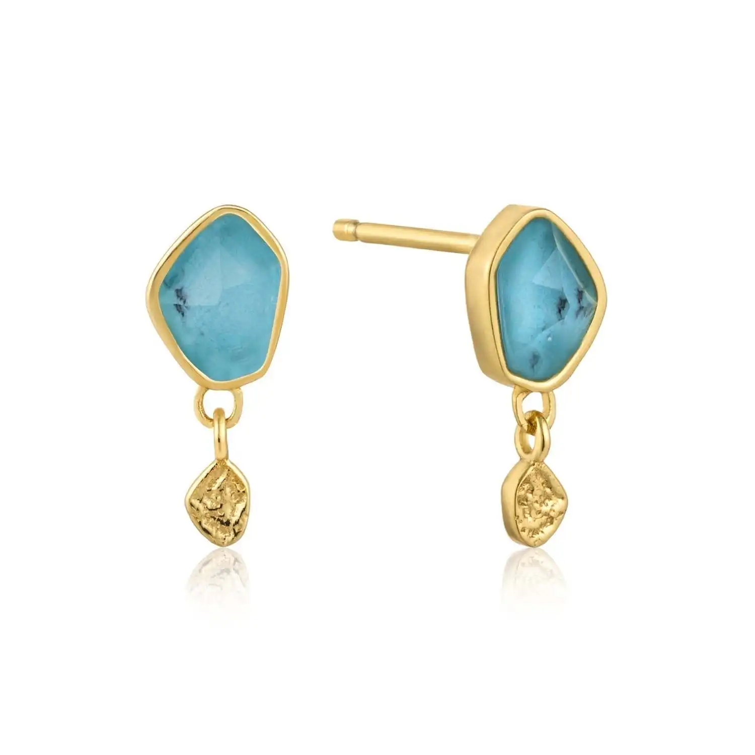 Ania Haie Turquoise Drop Stud Earrings - Gold