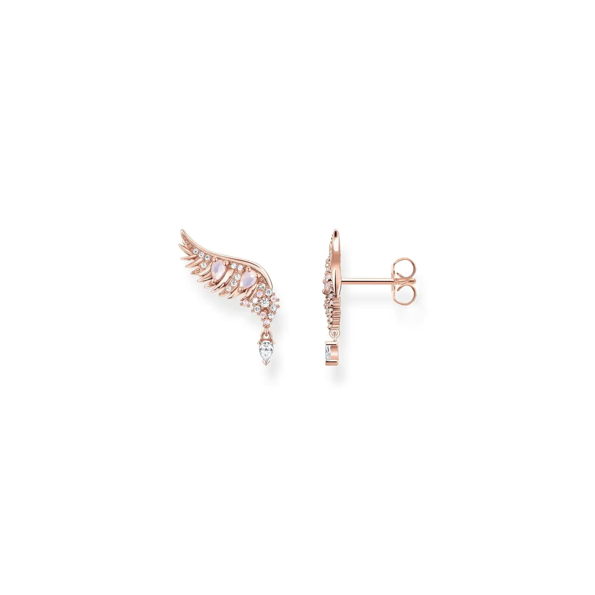Thomas Sabo Ear studs phoenix wing with pink stones rose gold