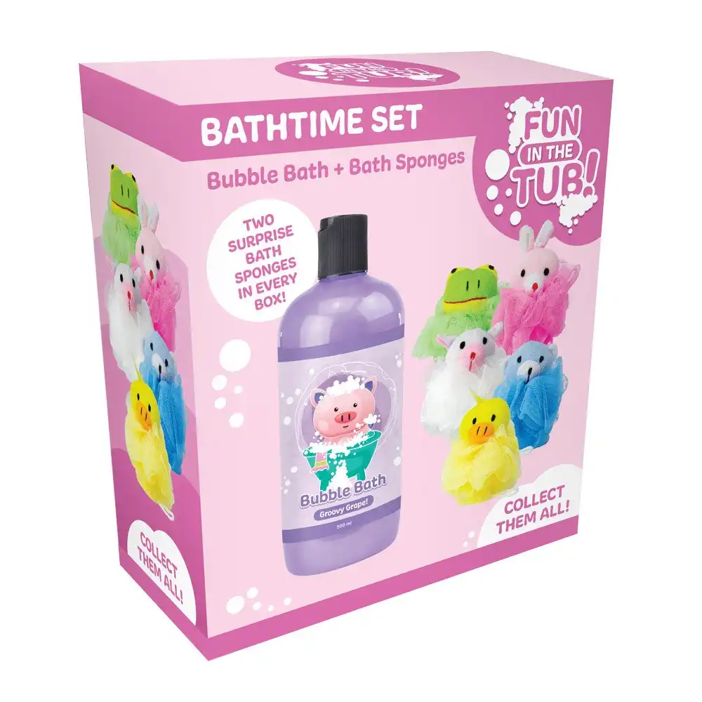 Fun in the Tub Piggy Bubble Bath Set With Bonus Animal Netting Sponges