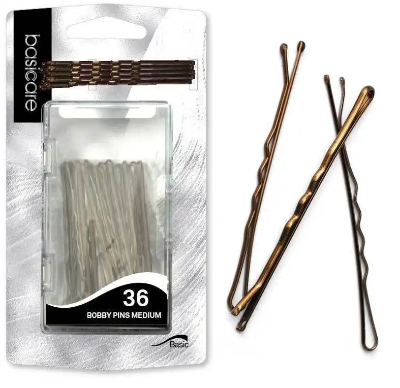 Basicare Bobby Medium Brown Hair Pin Set of 36 6.2cm