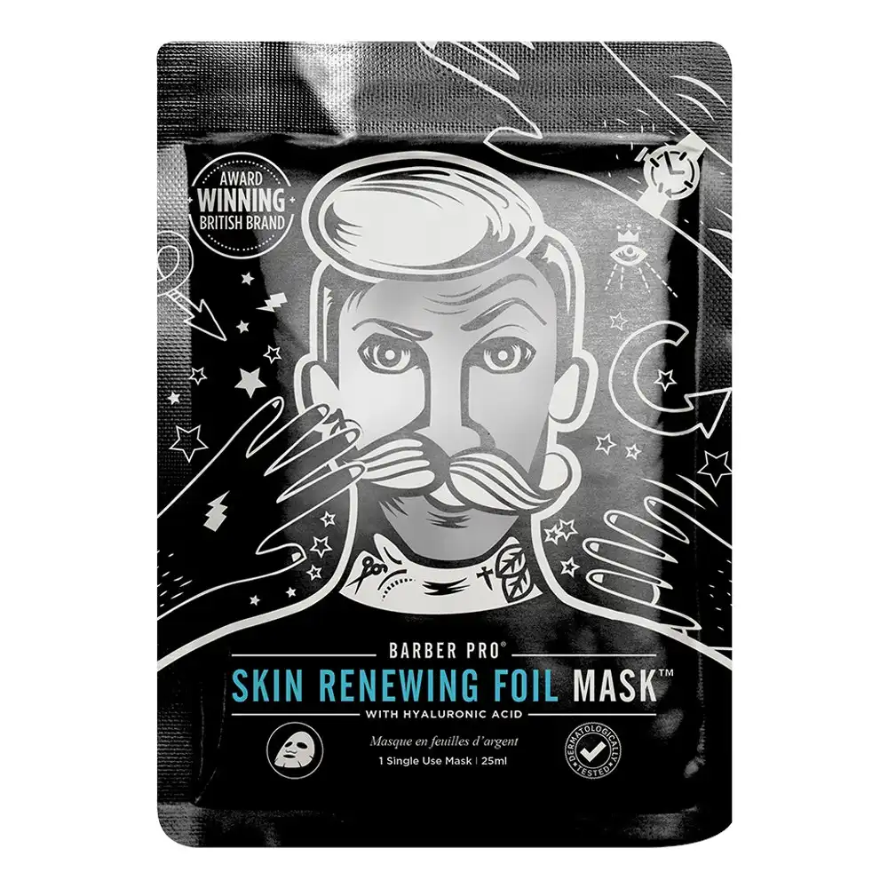 Barber Pro Skin Renewing Foil Mask Hyaluronic Acid & Q10 Mens Skin Care