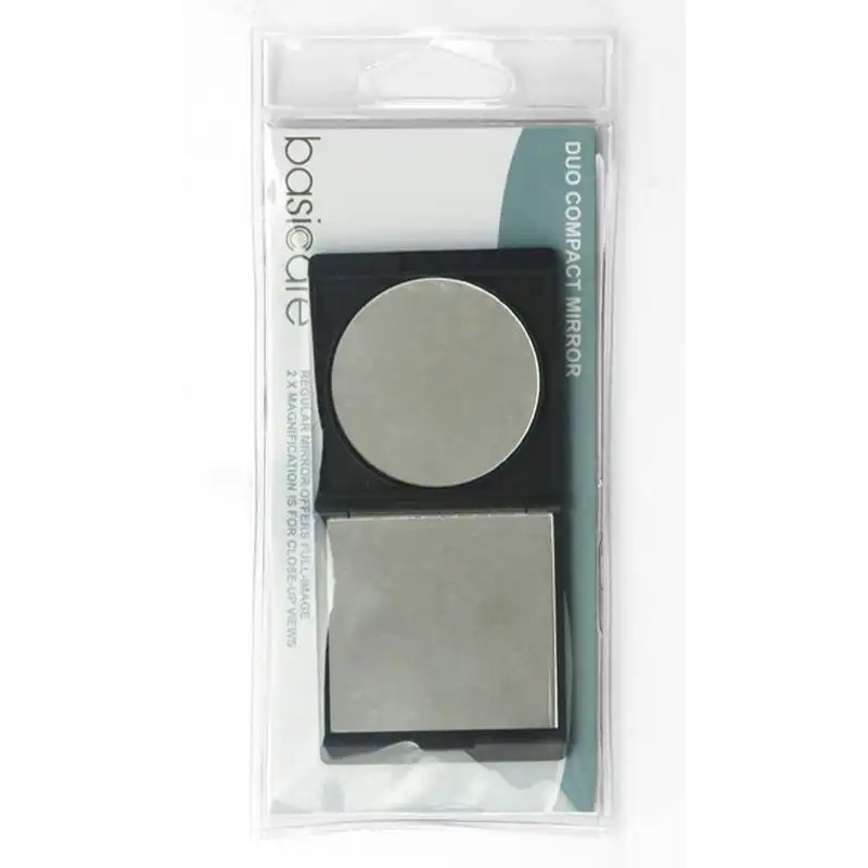 Basicare Duo Magnifying Compact Mirror Black Portable Cosmetic Mirror