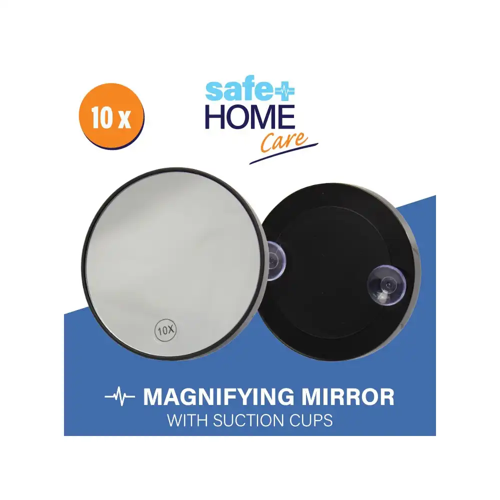 Safe Home Care 10x Magnifying Mirror Glass with Suction Cups 10mm x 88mm