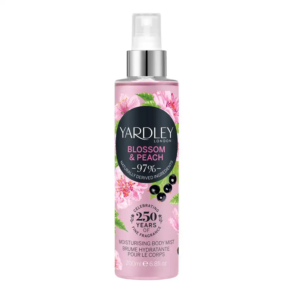 Yardley London Blossom & Peach Moisturising Body Mist Spray Fragrance 200ml