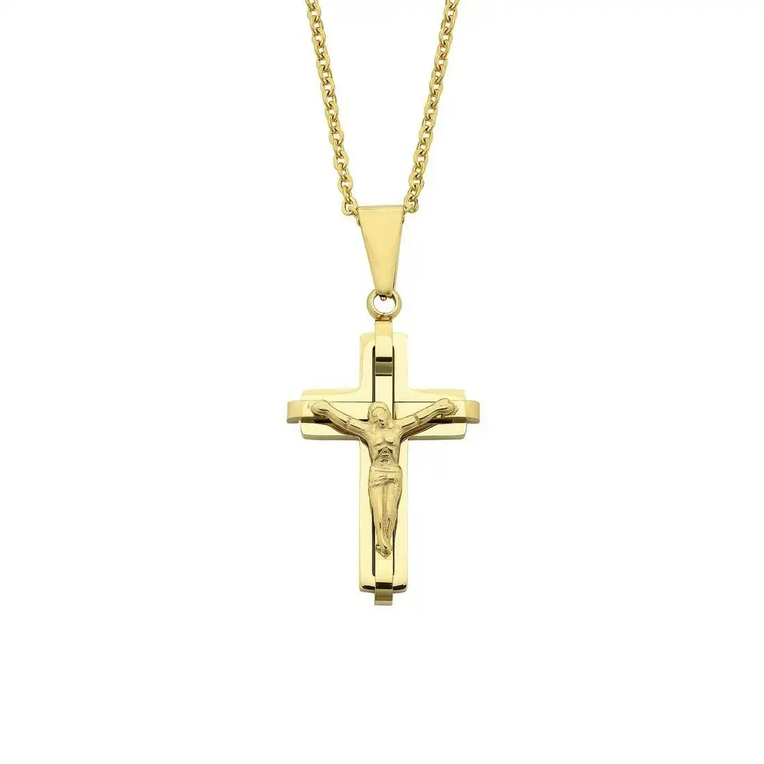50cm Yellow Stainless Steel Cross Necklace