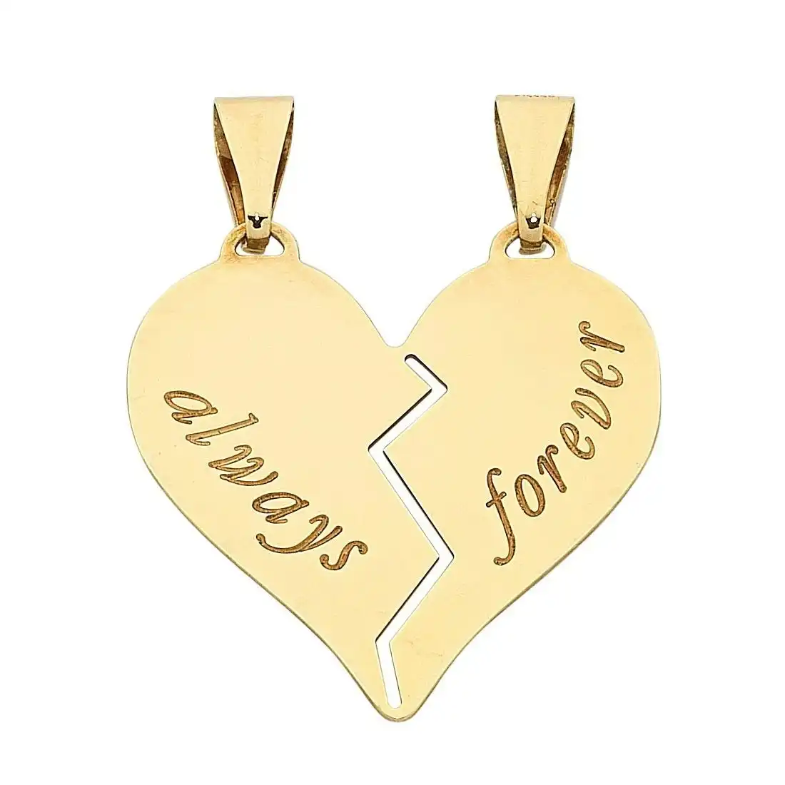 9ct Yellow Gold Silver Infused 'Always Forever' Heart Charm