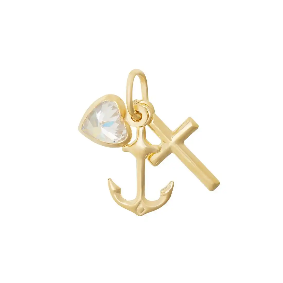 Faith, Hope & Charity Charm in 9ct Yellow Gold Silver Infused
