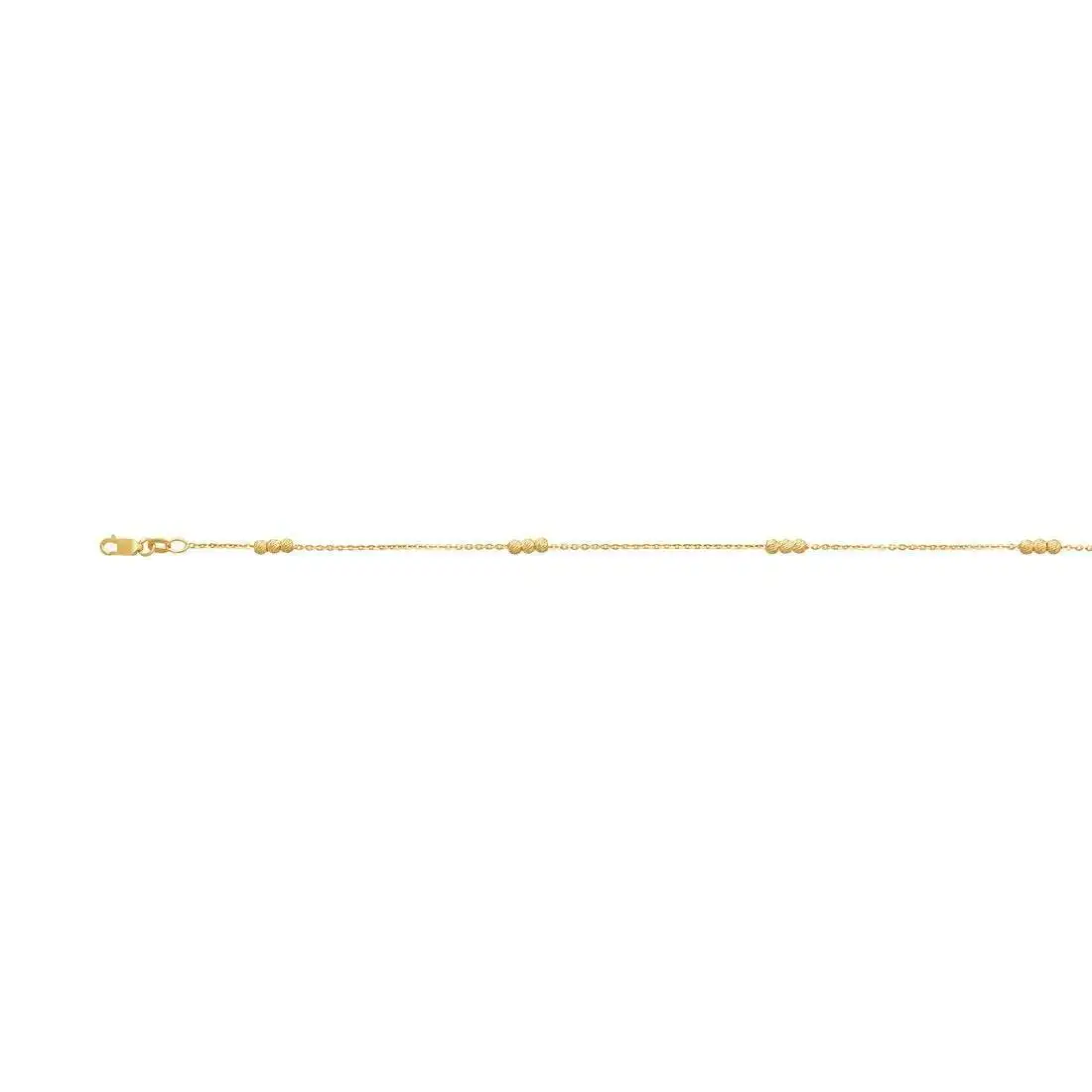 Children's 9ct Yellow Gold Silver Infused Diamond Cut Ball Necklace 35cm
