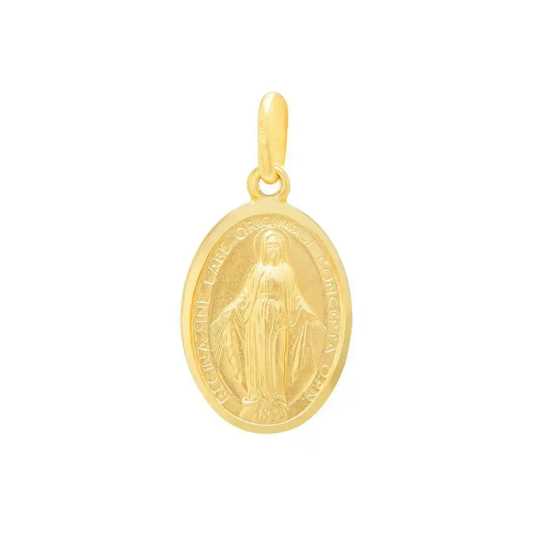 Religious Oval Madonna Virgin Mary Pendant in 9ct Yellow Gold