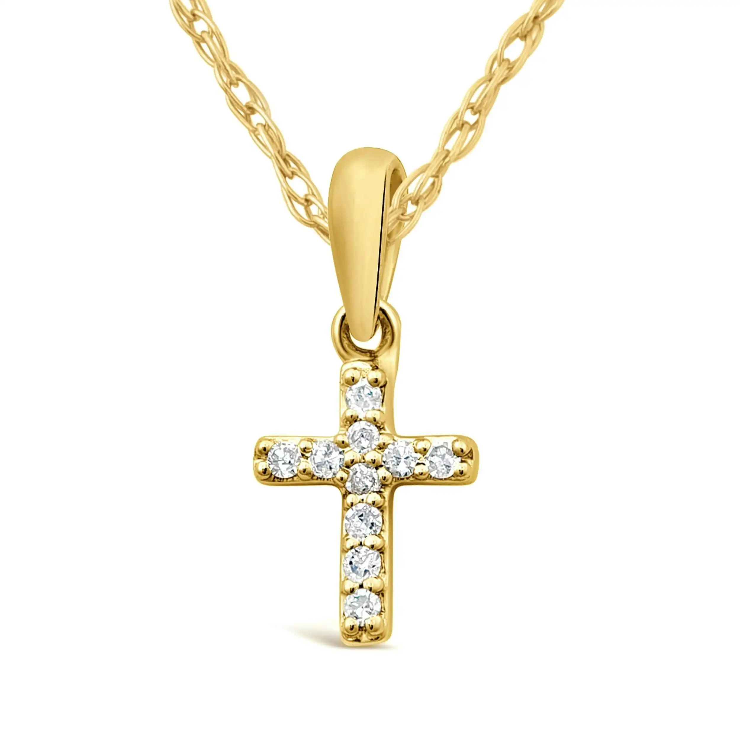 Children's Diamond Cross Necklace in 9ct Yellow Gold