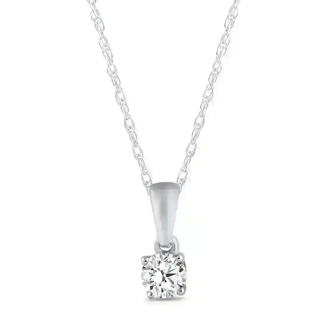 Tia 9ct White Gold 0.10ct Solitaire Diamond Necklace