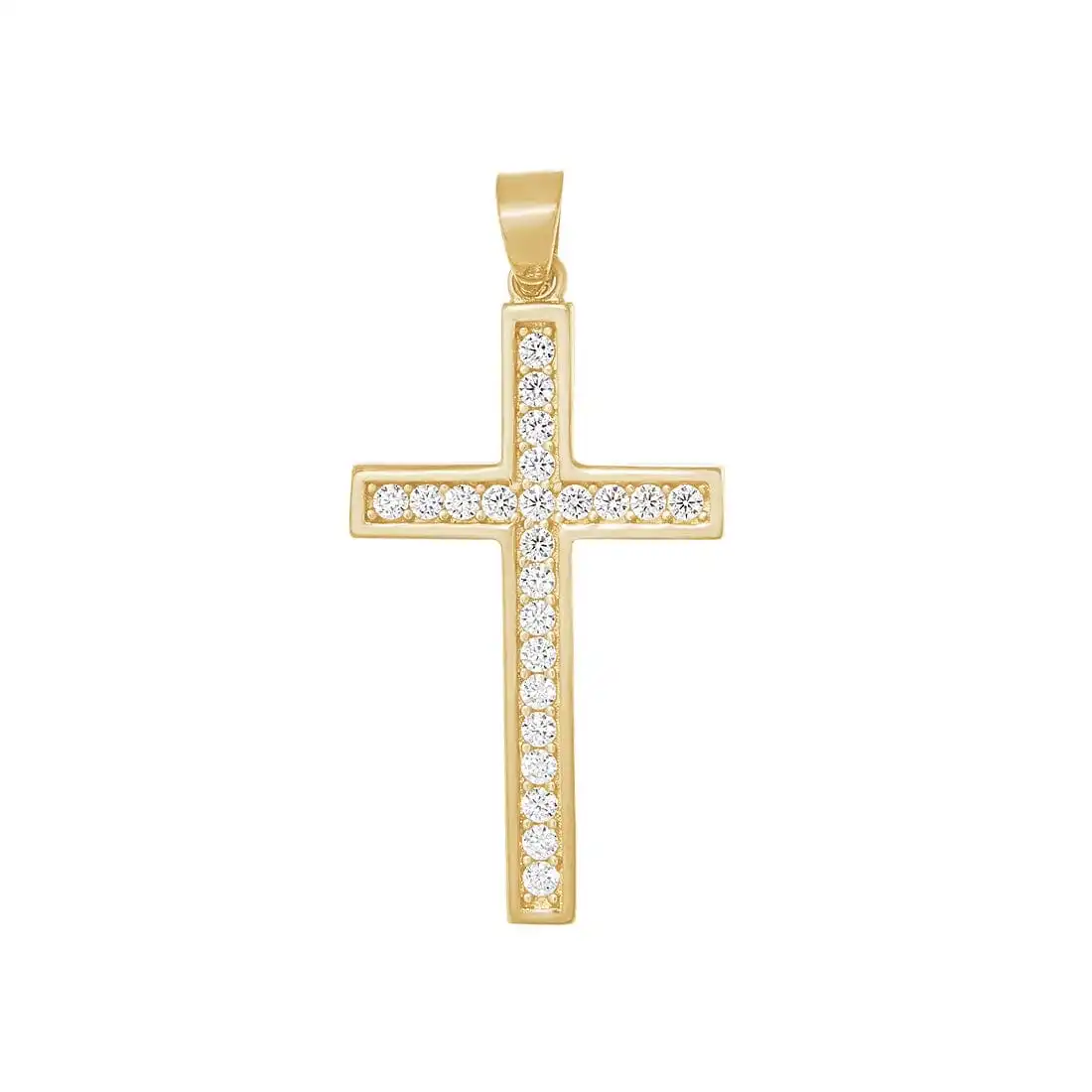 9ct Yellow Gold with Cubic Zirconia Cross Charm