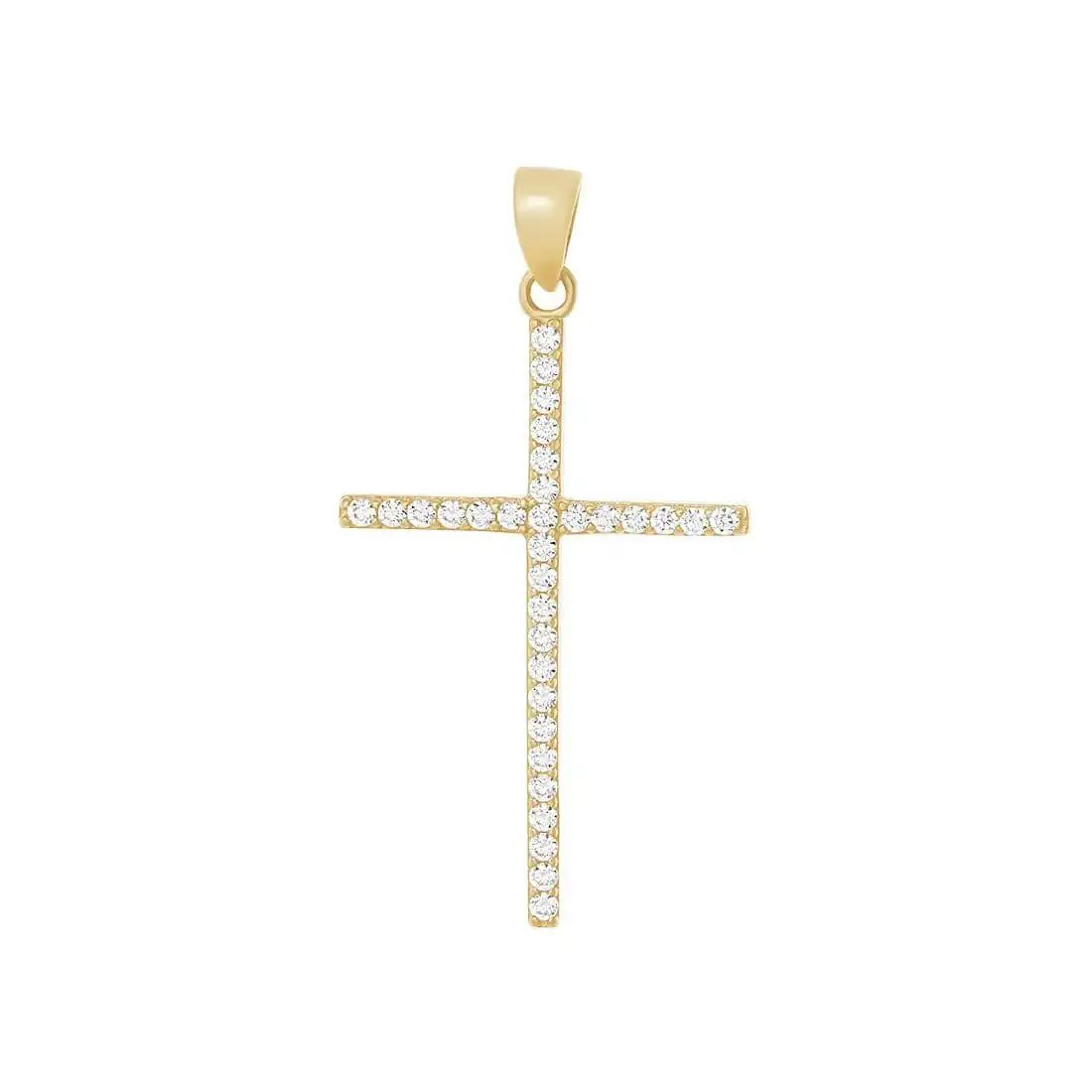 Yellow Gold Cross Charm with Cubic Zirconia in 9ct Yellow Gold