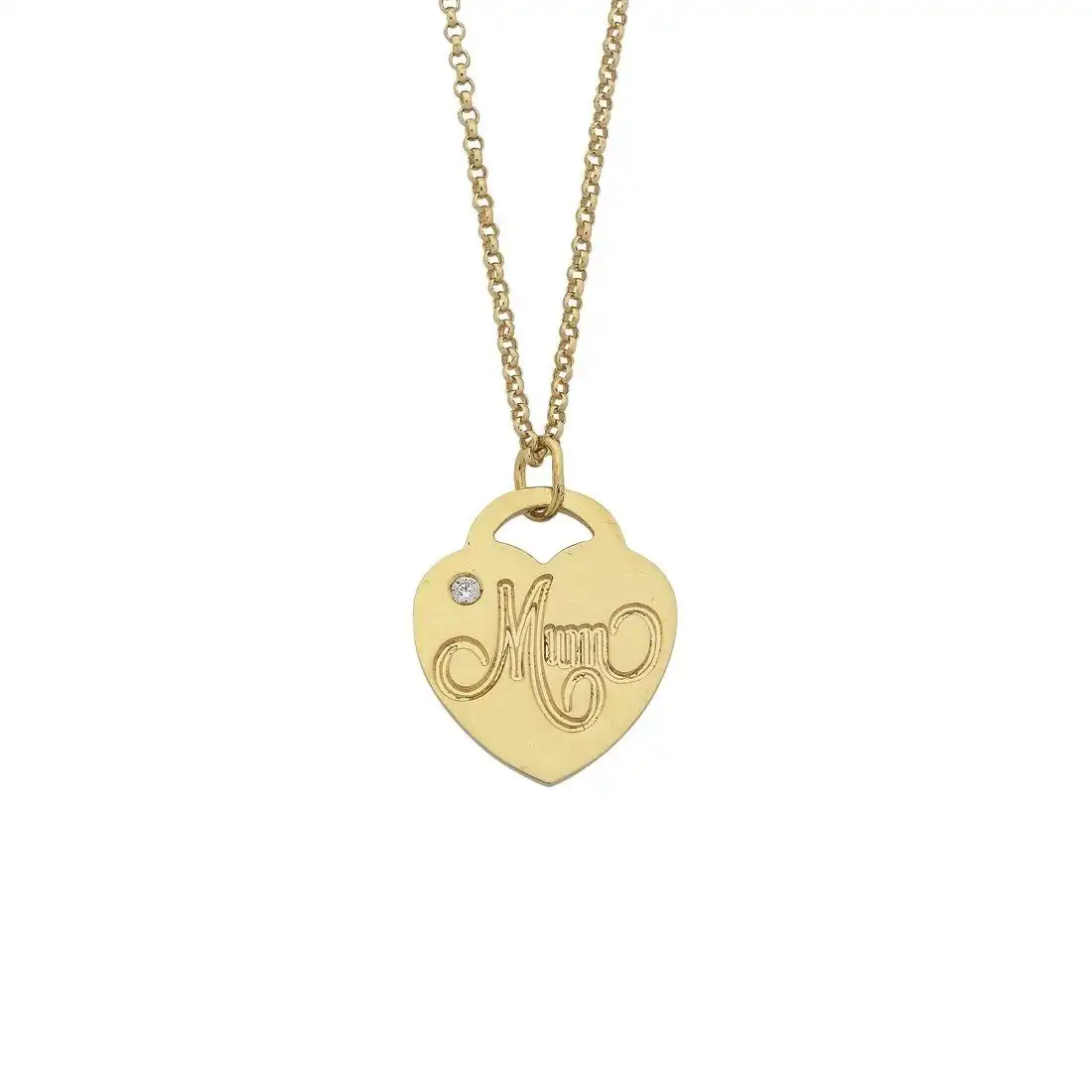 9ct Yellow Gold Silver Infused Mum Heart Pendant