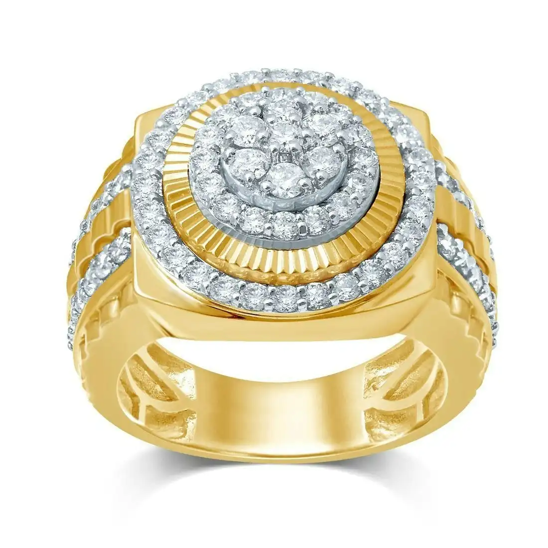 Men's Fancy Ring with 1.50ct of Diamonds in 9ct Yellow Gold
