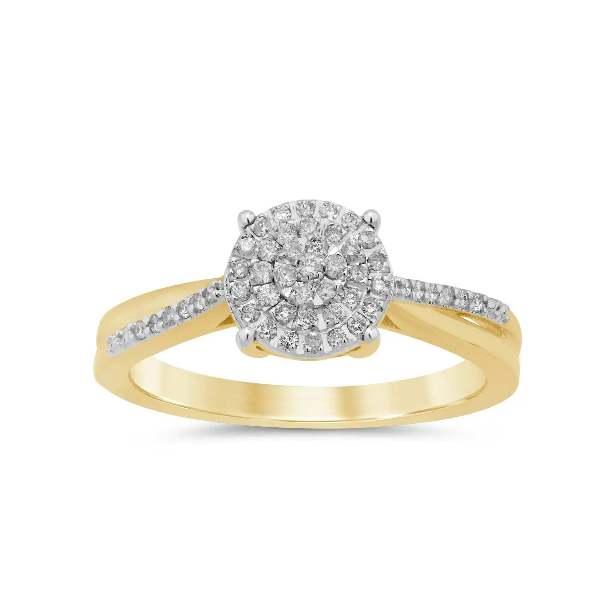 Solitaire Look Ring with 0.15ct of Diamond in 9ct Yellow Gold