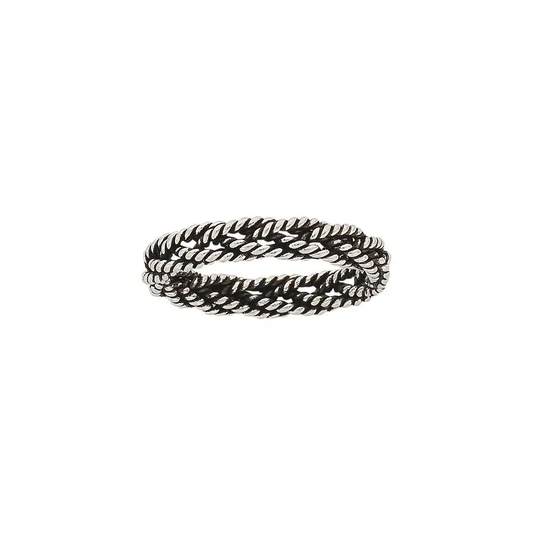 Sterling Silver Oxidised Twist Plaited Ring