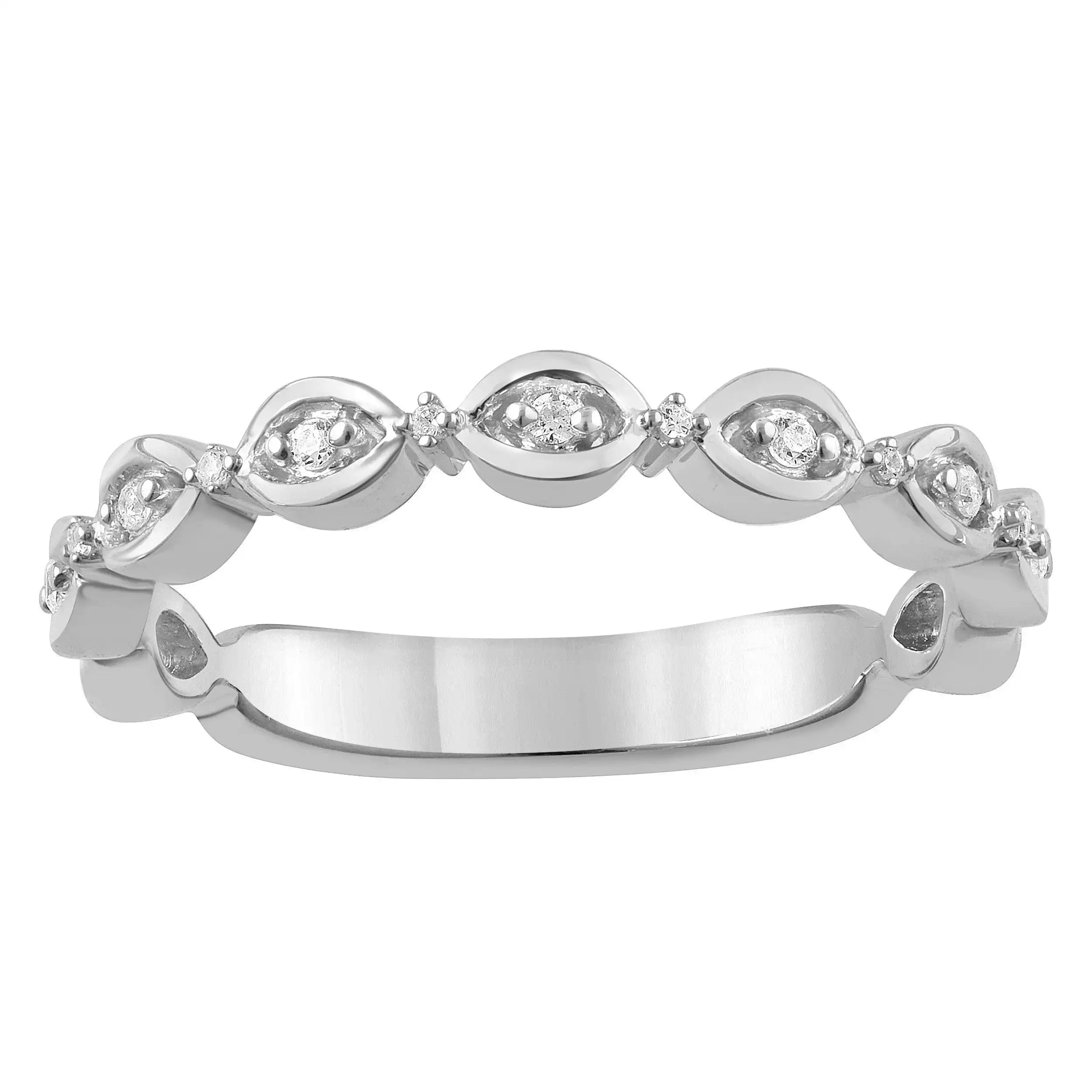 Diamond Oval Shape Stacklabe Ring in Sterling Silver