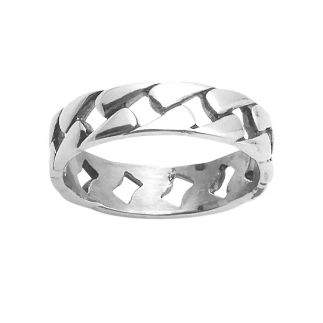 Men's Cub Link Ring in Stainless Steel