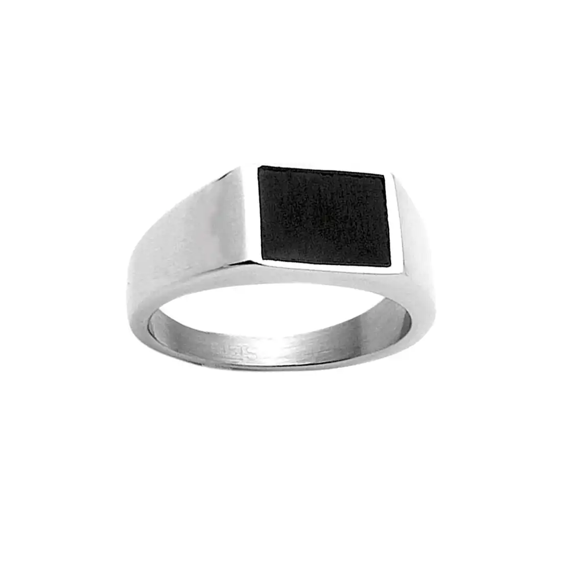 Men's Stainless Steel Black Plate Ring