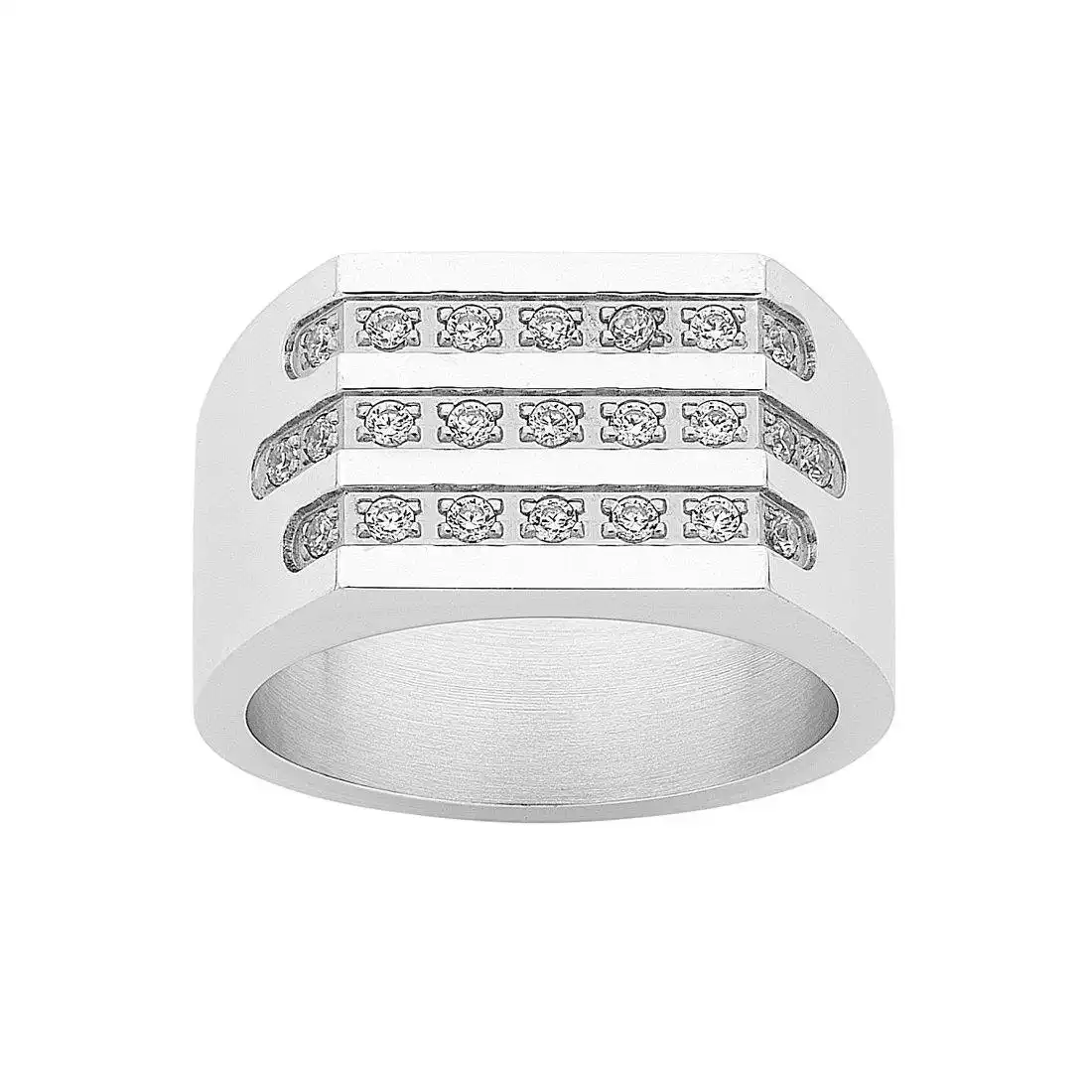 Stainless Steel Crystal Mens Ring