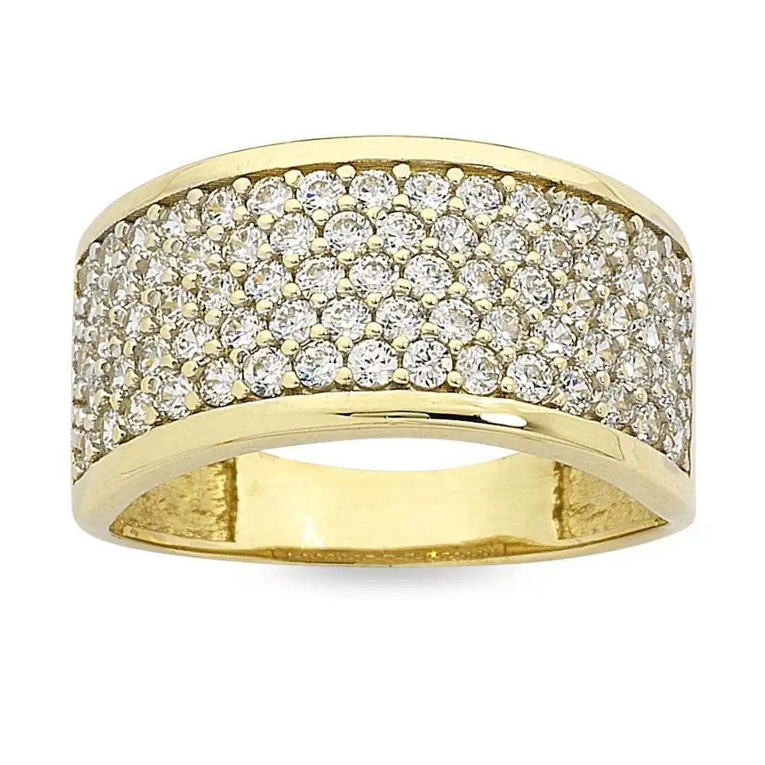 9ct Yellow Gold Cubic Zirconia Pave Ring