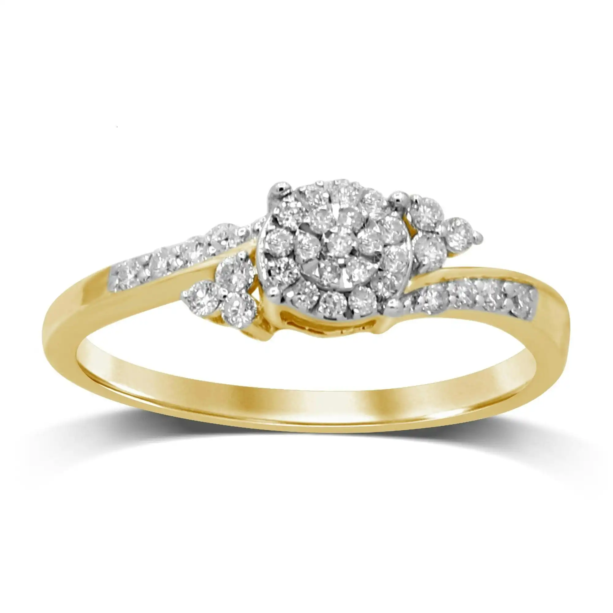 Brilliant Illusion Ring with 1/5ct of Diamonds in 9ct Yellow Gold
