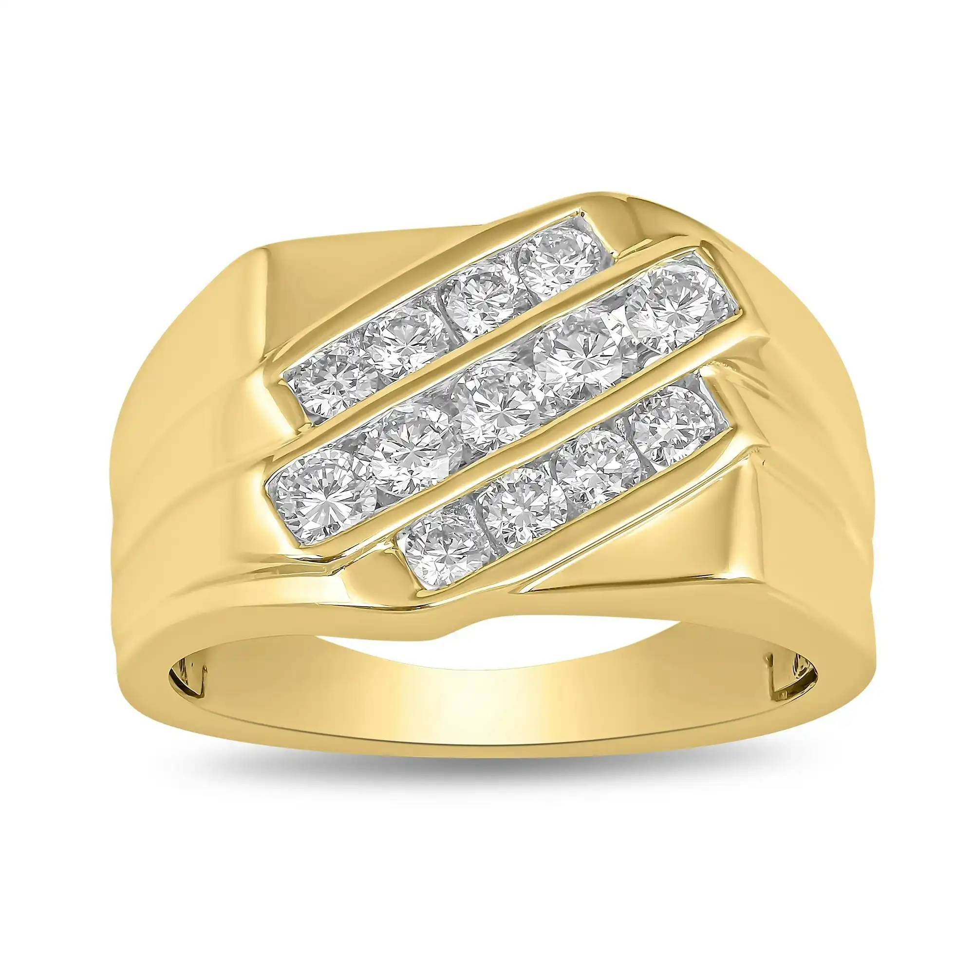 Meera Men's Ring with 1.00ct of Laboratory Grown Diamonds in 9ct Yellow Gold