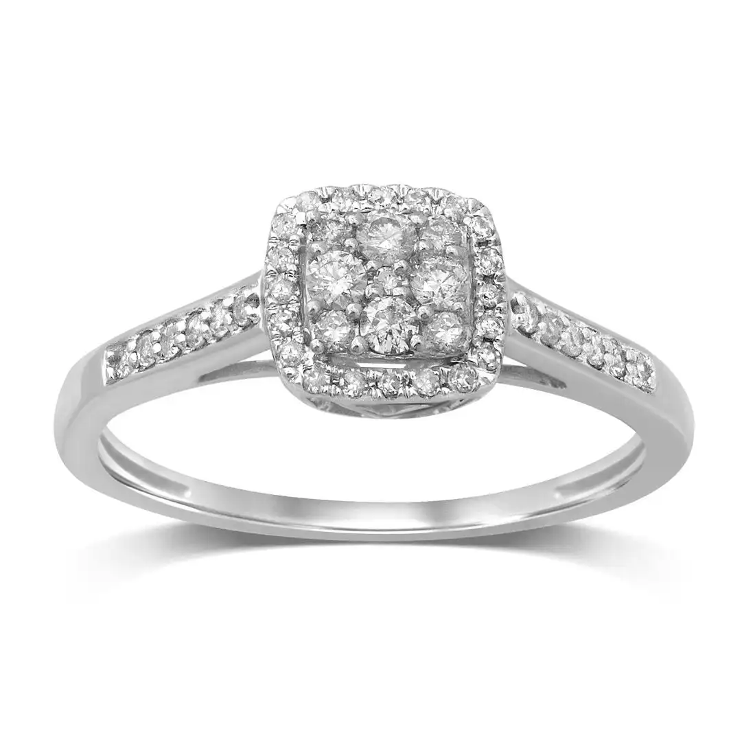 9ct White Gold 0.25ct Square Look Diamond Ring