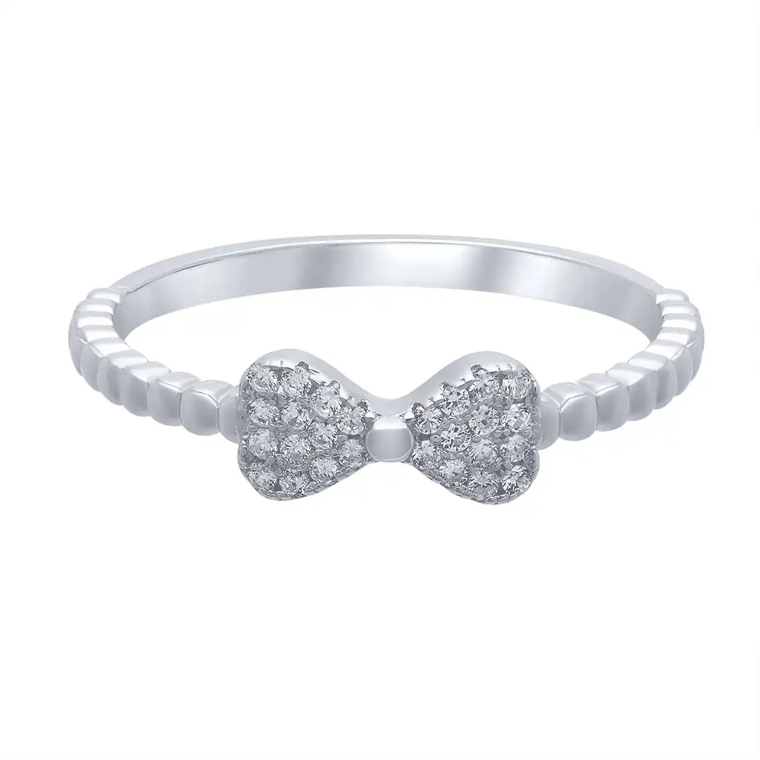 Sterling Silver Bow Pave Cubic Zirconia Ring