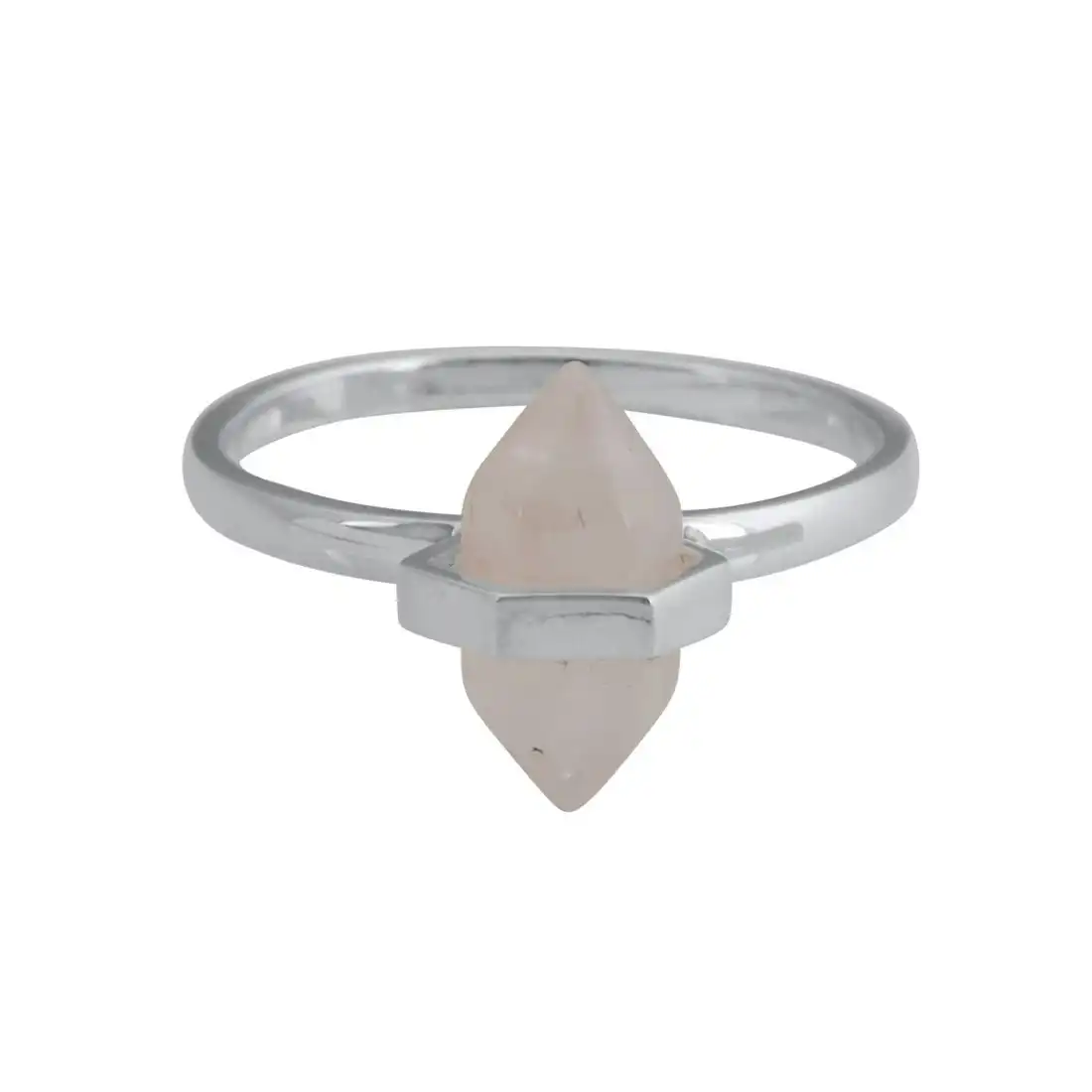 Sterling Silver Oval Rose Quartz Stackable Ring