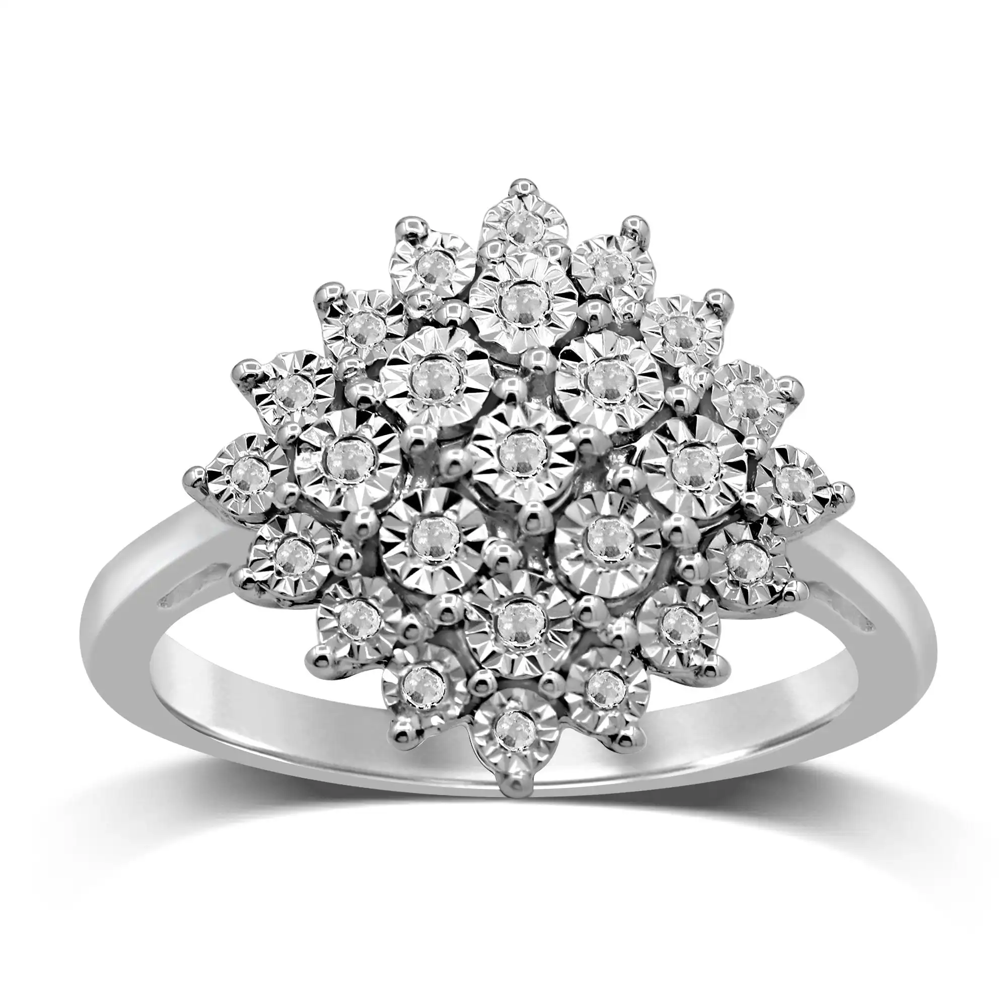 Sterling Silver 0.05ct Diamond Brilliant Miracle Cluster Ring