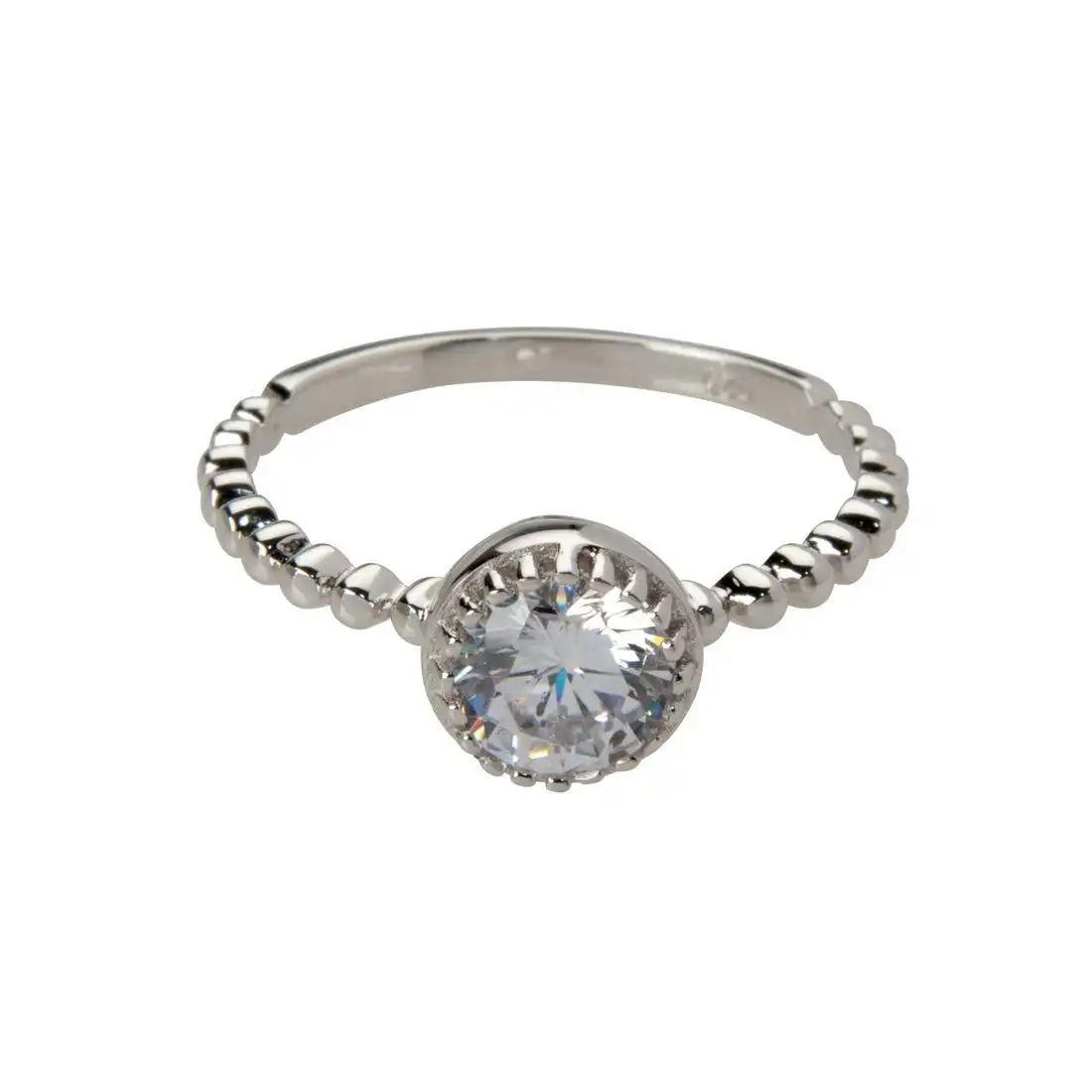 Sterling Silver White Cubic Zirconia Detail Stackable Ring