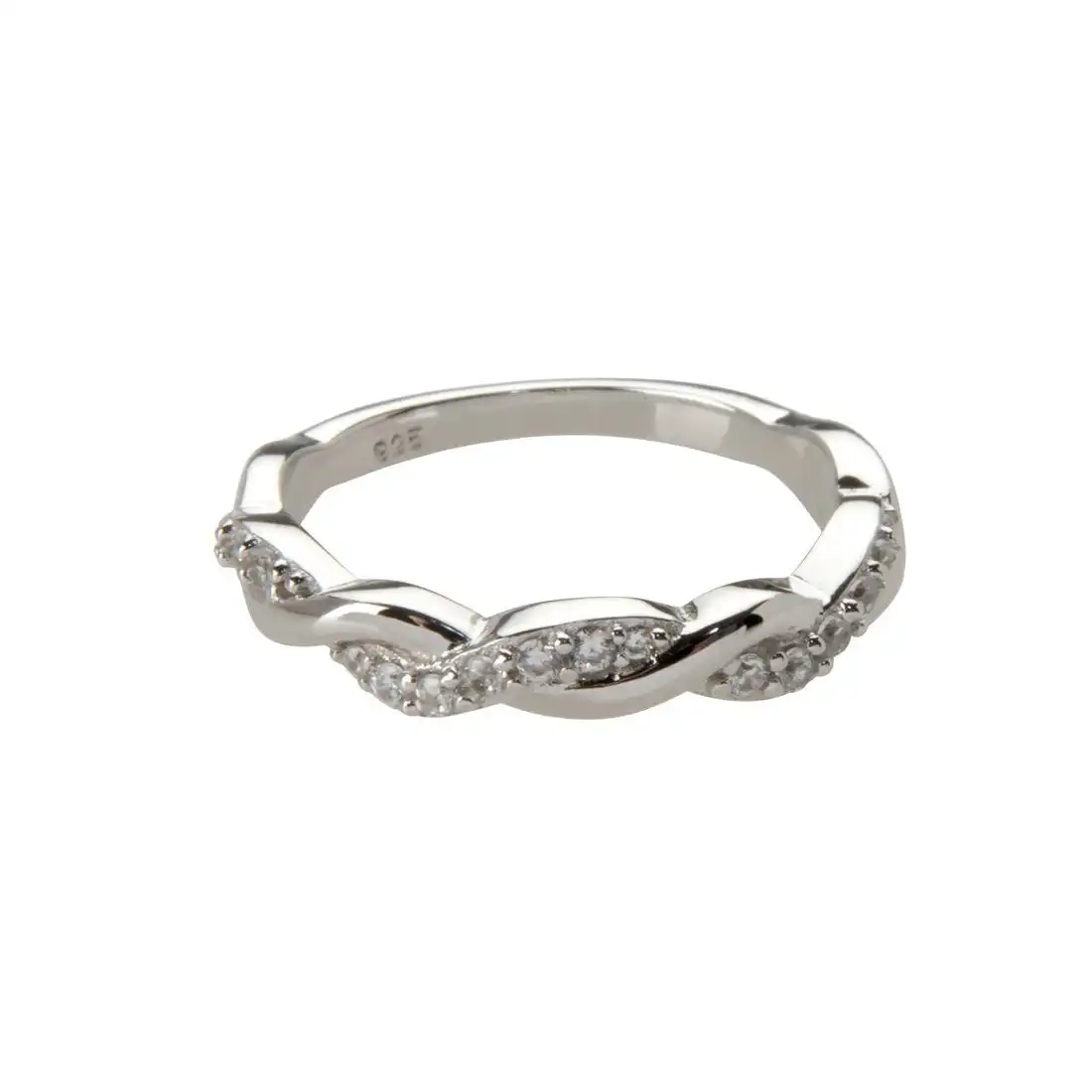 Sterling Silver Cubic Zirconia Twist Stackable Ring
